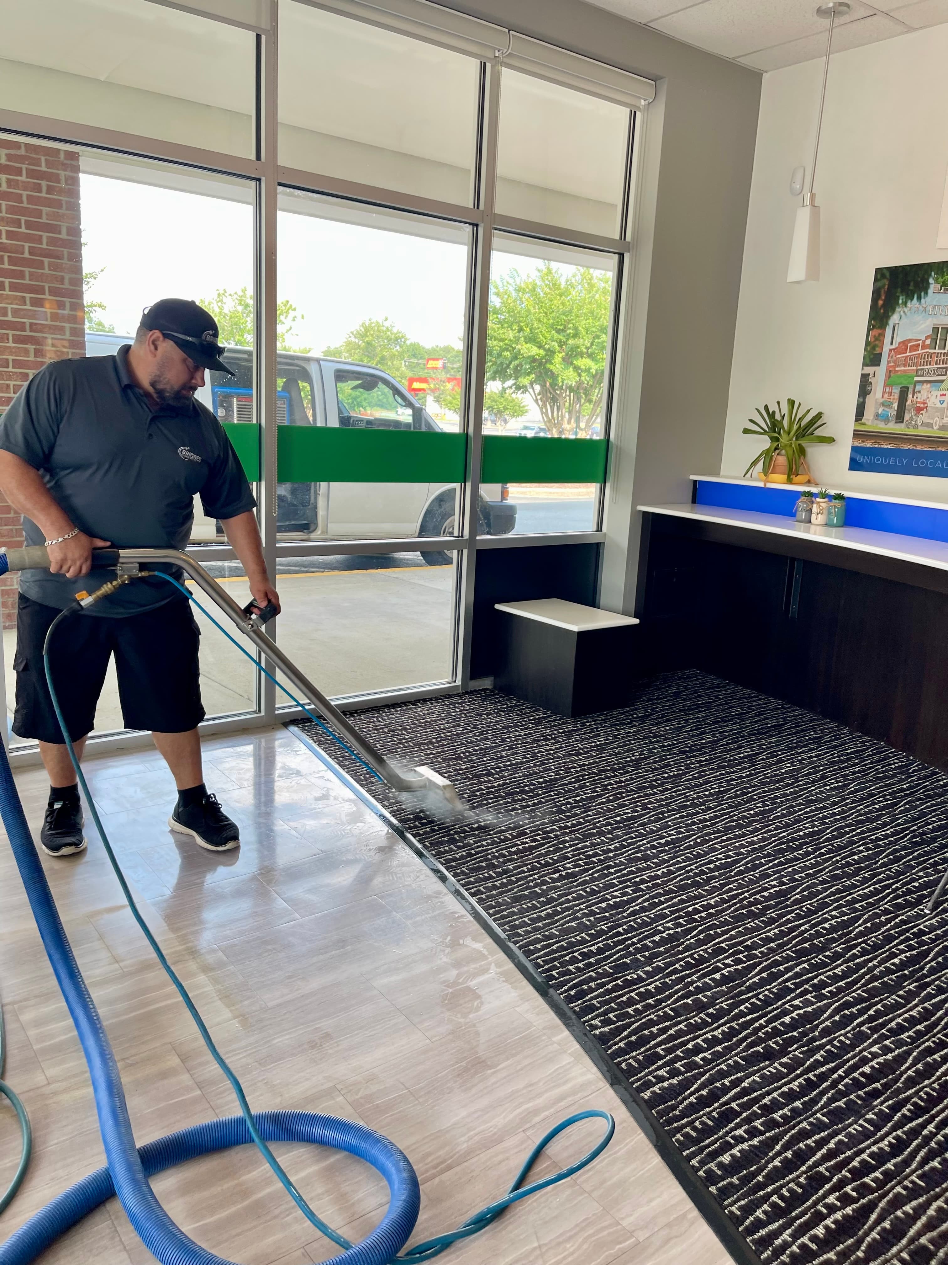 Carpet cleaning service in action